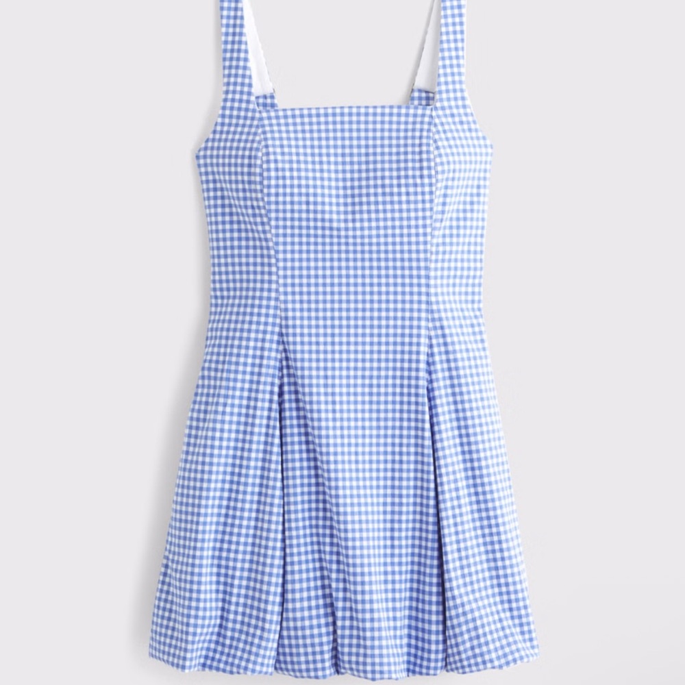 Blue Gingham Bubble Skirt Dress